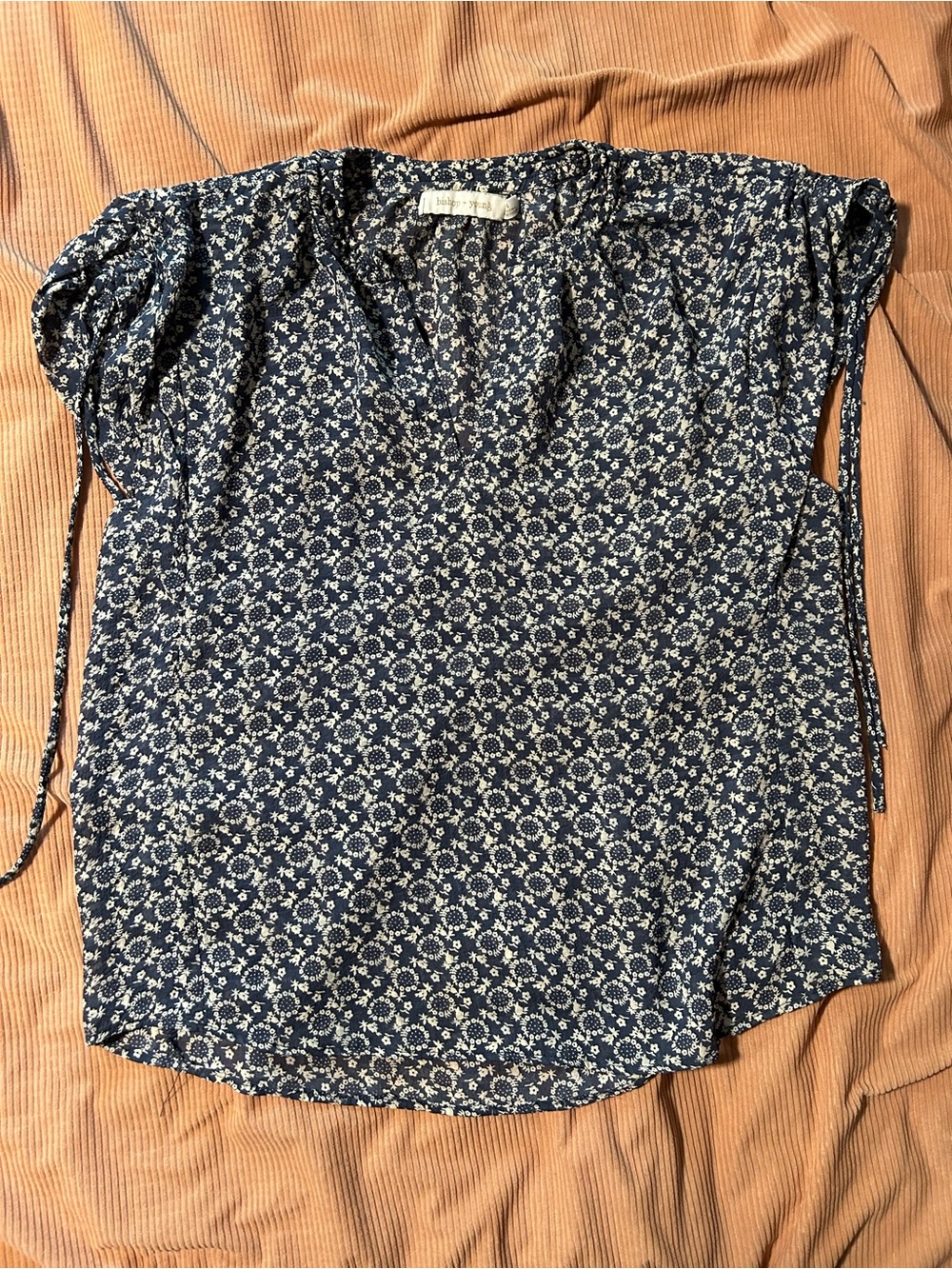 bishop + young Navy Floral Tie-Sleeve Blouse